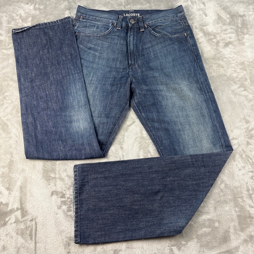 Lacoste Mens Straight Leg Jeans Blue Medium Wash Denim Size 30